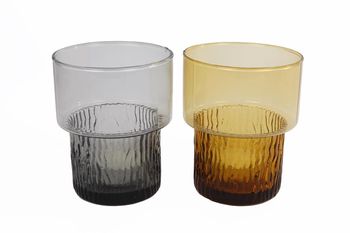 Teelichthalter rund "Ripple" 2 Esel Glas 8,5x8,5x10,5cm