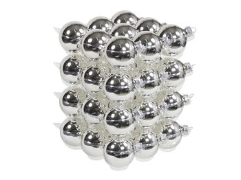 cb. 36 glassballs/cap silver shiny 57 mm