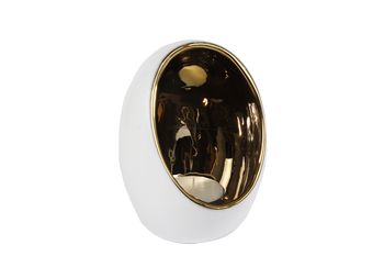 Teelichthalter "Pim" XL gold/weiß earthw 13x13x17,5cm
