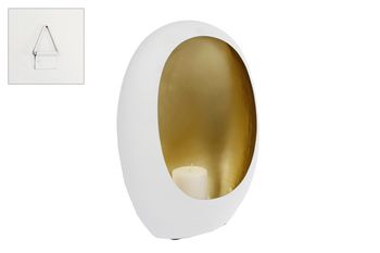 Windlicht "Pim" XL weiß/goldenes Metall 27x16x38cm