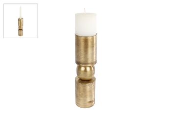 Teelichthalter/Kerzenhalter "Marco" L gold Metall 6,2x6,2x22,5cm