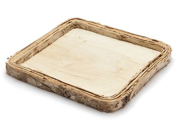Birch bark tray square 20x20x2,5cm