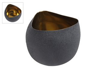 Theelichth "Yara" L zwart/goud aluminium 11,5x11,5x9cm