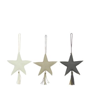 Hanger star PU leather 14x2x30cm 3 Mixed grey