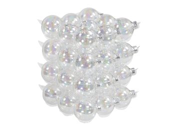 cb. 36 glassballs/cap clear pearl 57 mm