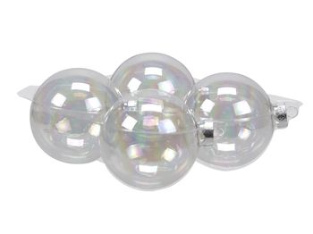 cb. 4 glassballs/cap clear pearl 100 mm