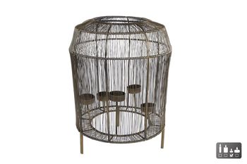 Draadlantaarn "Fay" 5xtheelicht goud/zwart metaal 26x26x38cm
