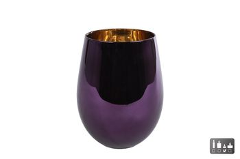 Windlicht "Martien" paars/g.goud glas 7,2x5x12cm