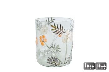 Theelichthouder "Ines" S gemixte kleuren glas 9x9x9cm