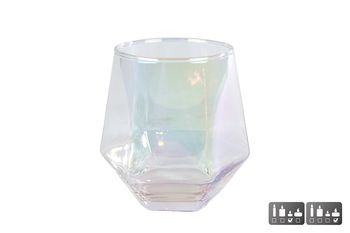 Theelichthouder "Neeltje'' pearl glas 9x9x9,5cm