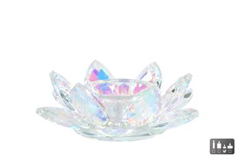 Theelichthouder "Lotus'' pearl glas 12x12x4cm