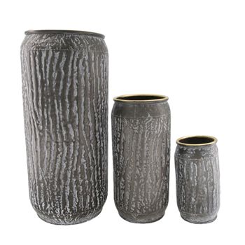 Set/3 Vase metal 21.5x21.5x47.5cm Black