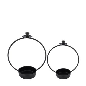 S/2 Candle holder metal 37.5x22x42cm Black