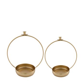 S/2 Candle holder metal 37.5x22x42cm Antique gold