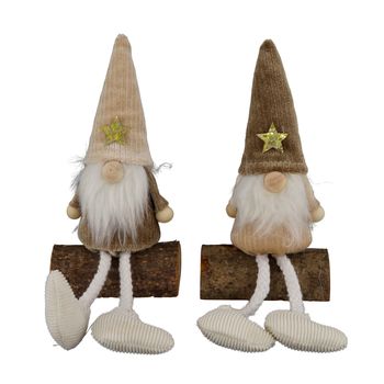 Gnome polyester on stand 7.5x4.5x14cm Mixed brown