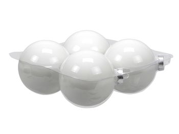 cb. 4 glassballs/cap white opal 100 mm