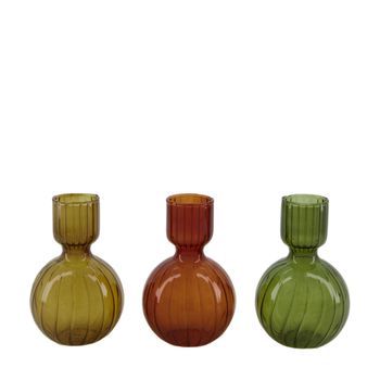 Vase glass 8x8x12.5cm 3 Green mix