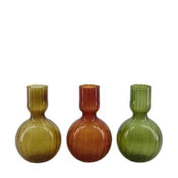 Vase glass 10x10x16.5cm 3 Green mix
