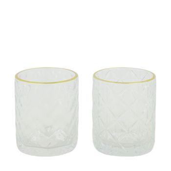 Tealight holder glass 8.5x8.5x10cm 2 Transparent mix