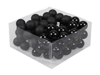 cb. 72 glassballs/wire black combi 30 mm