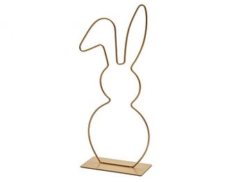 Metal bunny on base 50cm gold