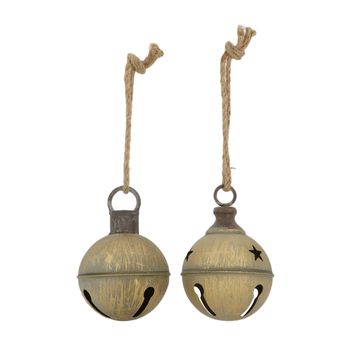 Bell zinc with hanger 10x10x14cm Mixed Antique gold