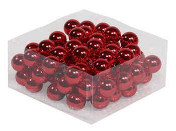 cb. 72 glasballen/wire rood glans 30mm