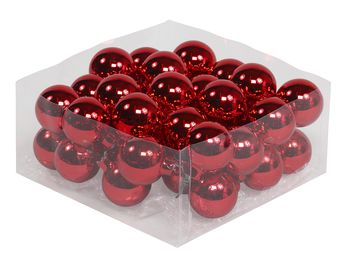 cb. 36 glasballen/wire rood glans 40mm
