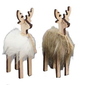 Deer wood 6x2.5x12cm Mixed Brown/White