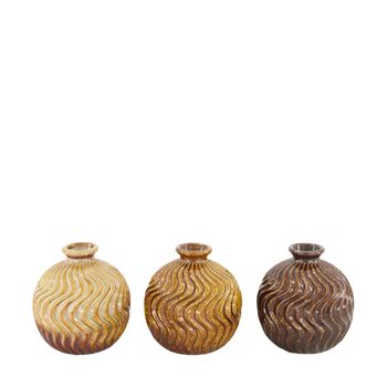 Vase ceramic 8x8x9cm 3 Mixed brown