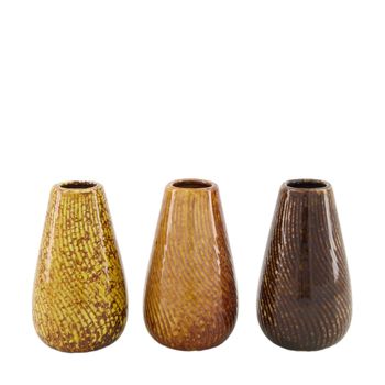 Vase Keramik 6x6x12cm 3 Gemischt braun