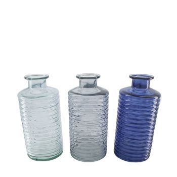 Vase glass 14.4x14.4x30.8cm 3 Mixed blue
