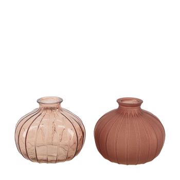 Vase glass 10.7x10.7x9cm 2 Mixed pink