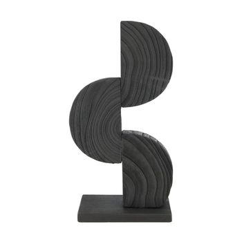 Statue paulownia Holz auf Füße 15x7.5x28cm Schwarz