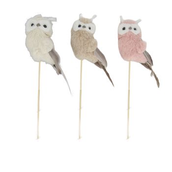 Owl fabric on stick 48x7x6cm 3 Mixed pink
