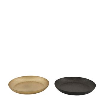 Plate round metal 15x15x3cm Mixed Black/Gold