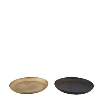 Plate round metal 20x20x3cm Mixed Black/Gold