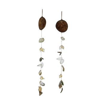 Hanger coconut with shells 12x7x90cm 2 assorti Natural