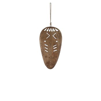 Mistique decoratie hanger masker bruin - l18,5xh33,5cm