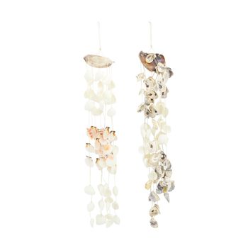 Mobile placuna nature with shells D13 H61cm 2 assorti Natural