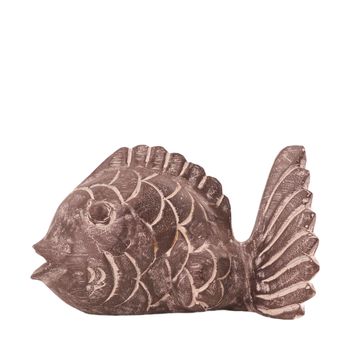 Fish albasia wood 28x14x18cm Dark brown