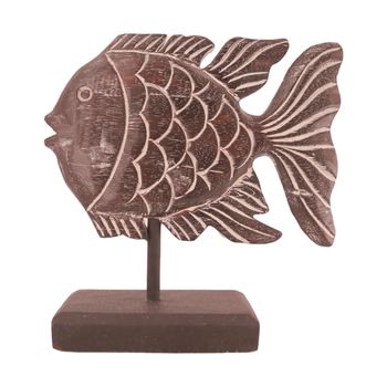 Statue fish albasia wood 28x9x28cm Dark brown