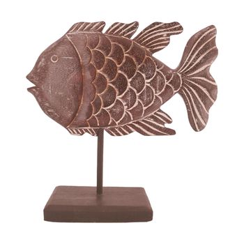 Statue fish albasia wood 38x12x38cm Dark brown