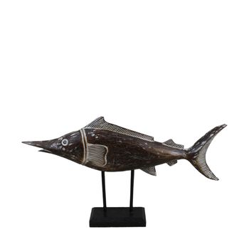 Statue swordfish albasia wood on stand 75x10x45cm Brown