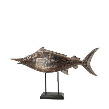 Statue swordfish albasia wood on stand 95x12x55cm Brown