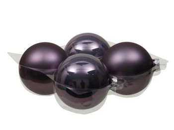 cb. 4 glassballs/cap frosted lilac 100 mm