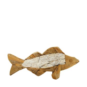 Fish teak wood 58x8x27cm Natural/White