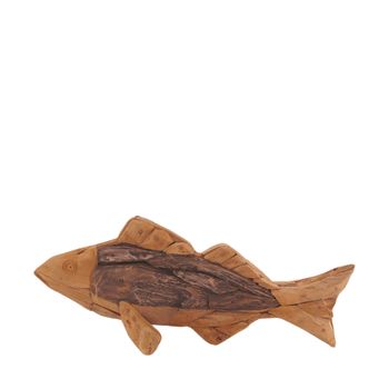 Fish teak wood 63x8x27cm Natural/Black