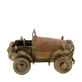 Figurine car metal with wood 24x17x15cm Antique gold