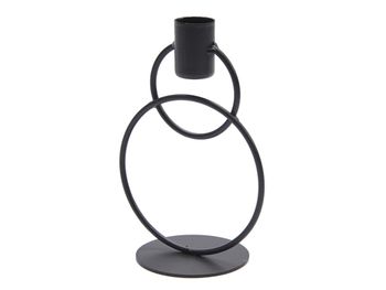 Metal double ring candle holder 15cm black